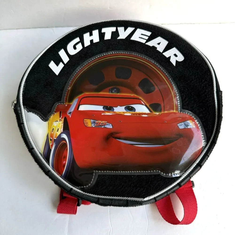Y2K Disney Lightning Mcqueen Lunch Box Tire Backpack Pixar Round Insulated 2009